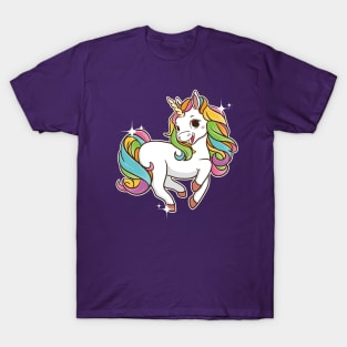 Cute Jumping Unicorn Magical Mythical Creatures T-Shirt